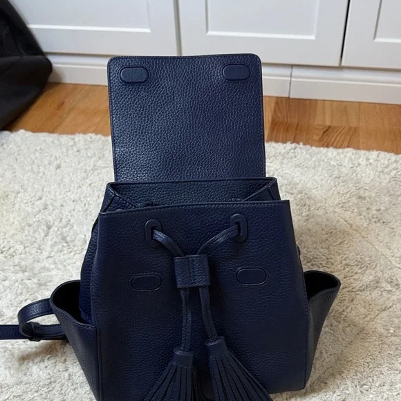 Tory Butch Mini Thea Backpack Navy Blue - Picture 8 of 10